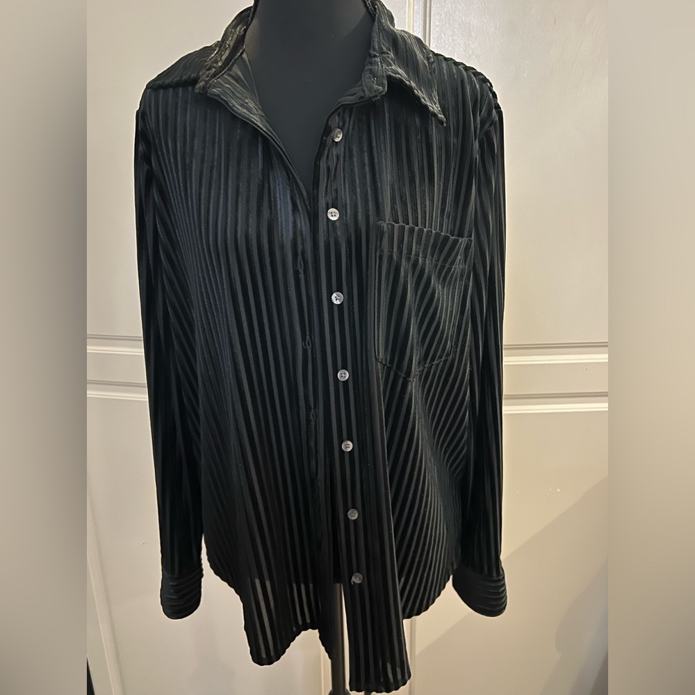 GAP woman’s Black Pinstripe Button Down Shirt